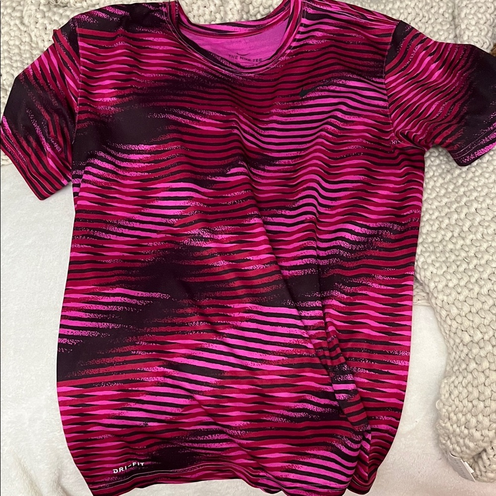 Pink and Black Striped Nike T-Shirt
